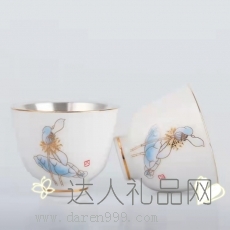清莲足银对杯